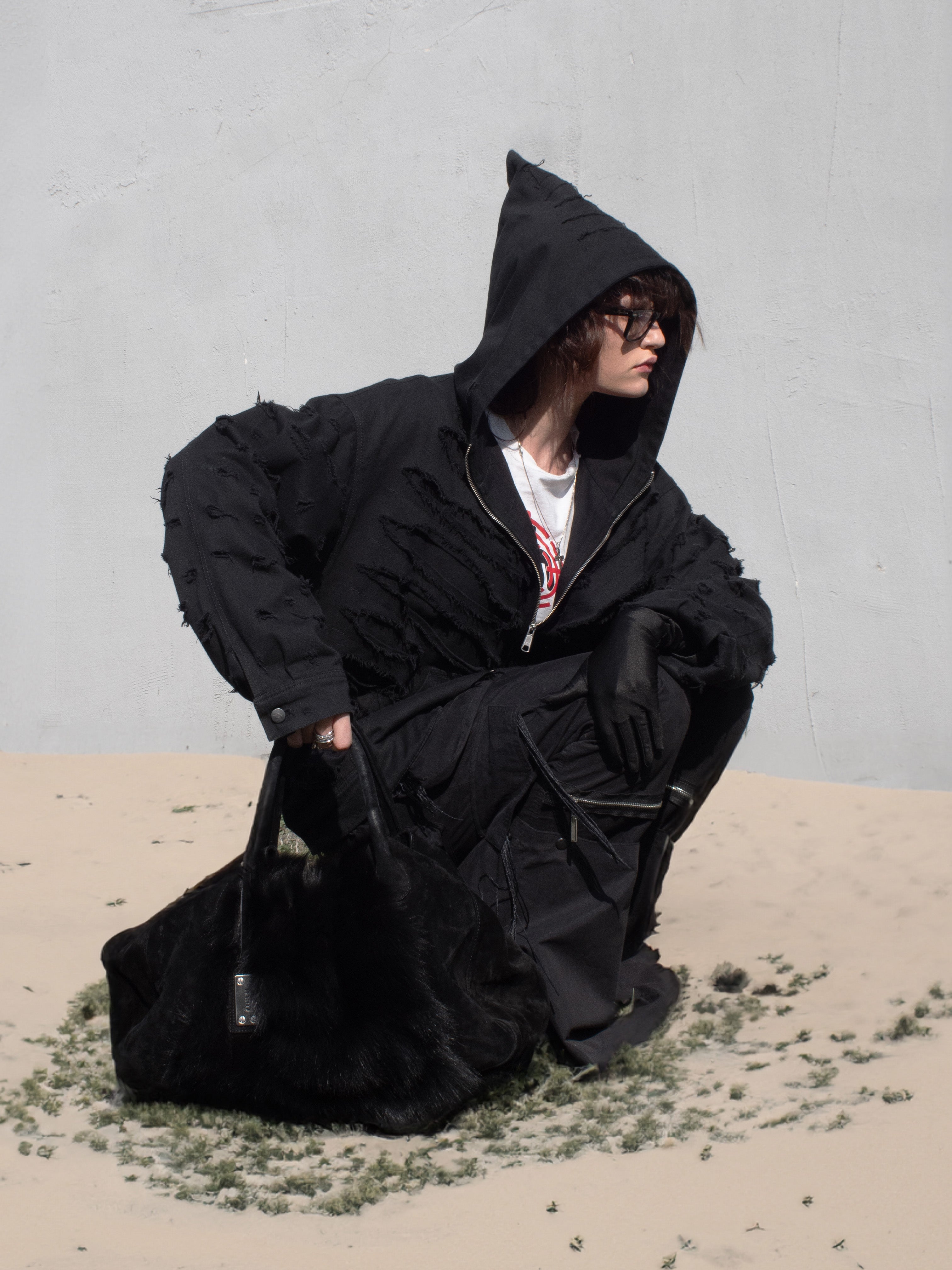 TOTAL BLACK DESTROYER DENIM JACKET