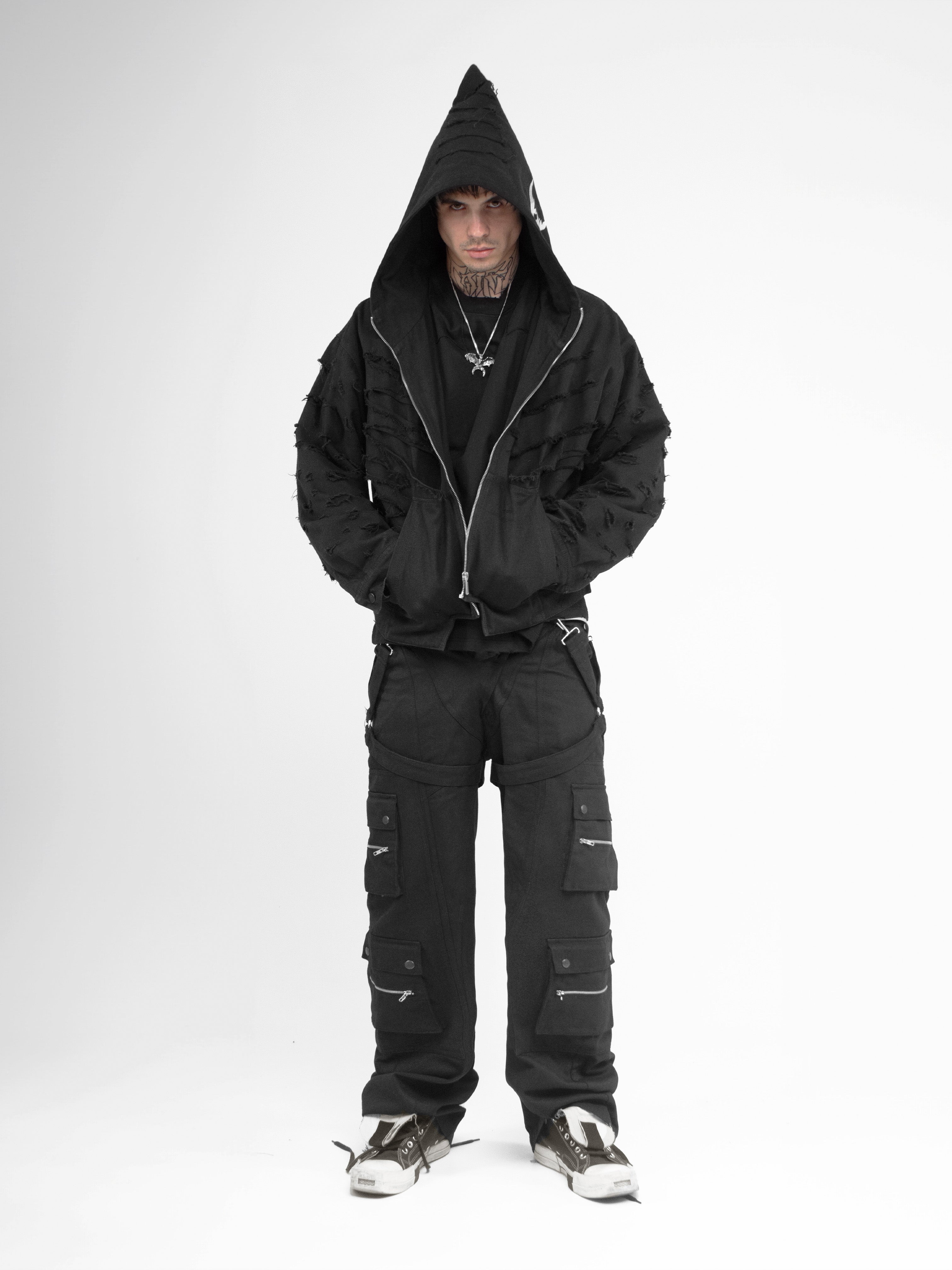 TOTAL BLACK DESTROYER DENIM JACKET